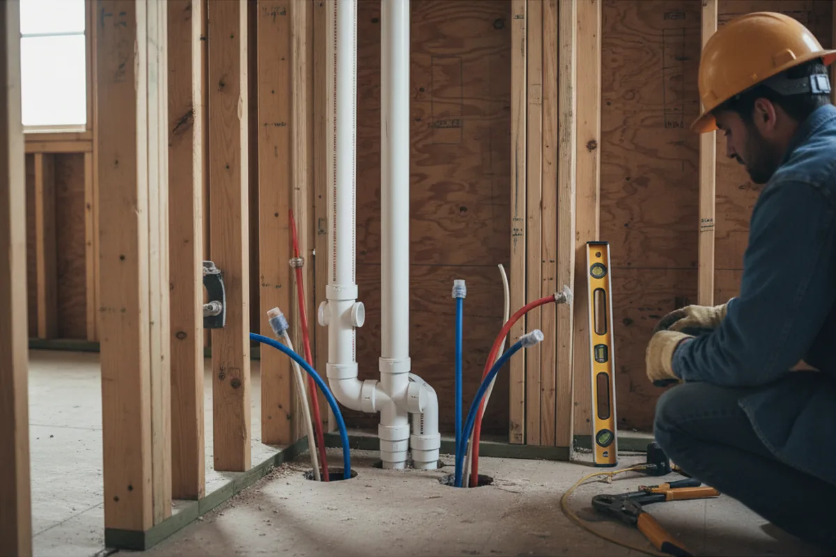 Drain and supply rough-in during Leak Detection in Chesterfield
